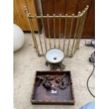 AN ASSORTMENT OF ITEMS TO INCLUDE A BRASS FIRE GUARD, A WOOD BOX AND DOOR FURNITURE ETC