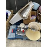 AN ASSORTMENT OF HOUSEHOLD CLEARANCE ITEMS TO INCLUDE A STAIRGATE AND SCALES ETC