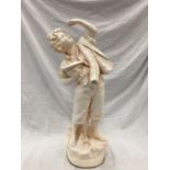 A LARGE PLASTER MODEL OF THE CHERRY BOY SIGNED ART BARSETTI 1892 HEIGHT 67CM