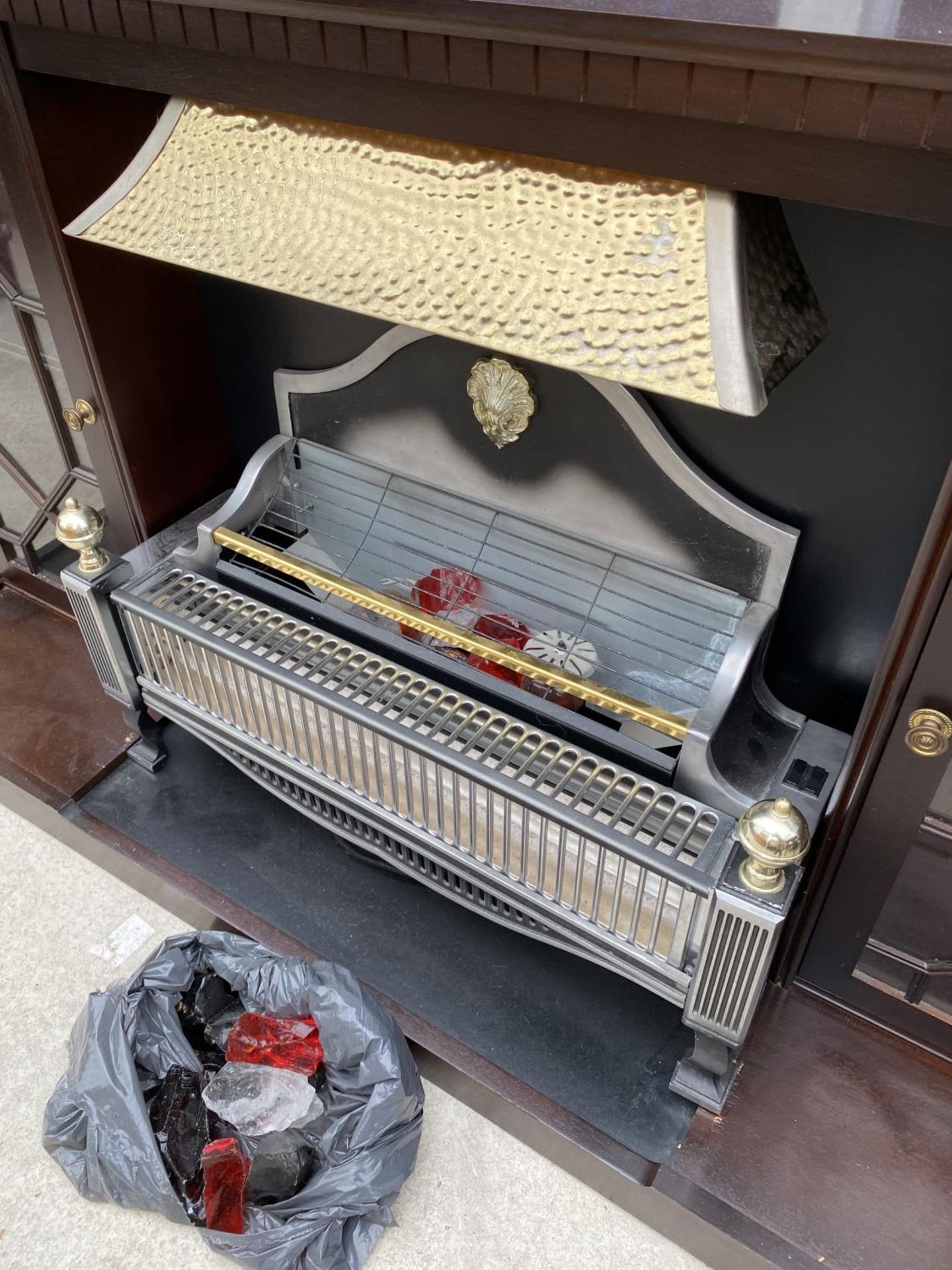 A BELLING COAL EFFECT ELECTRIC FIRE IN SURROUND, WITH GLAZED DOORS, 60" WIDE - Image 3 of 4