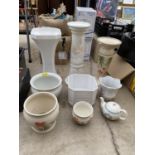 AN ASSORTMENT OF CERAMIC PLANTERS AND JARDINAIRE STANDS
