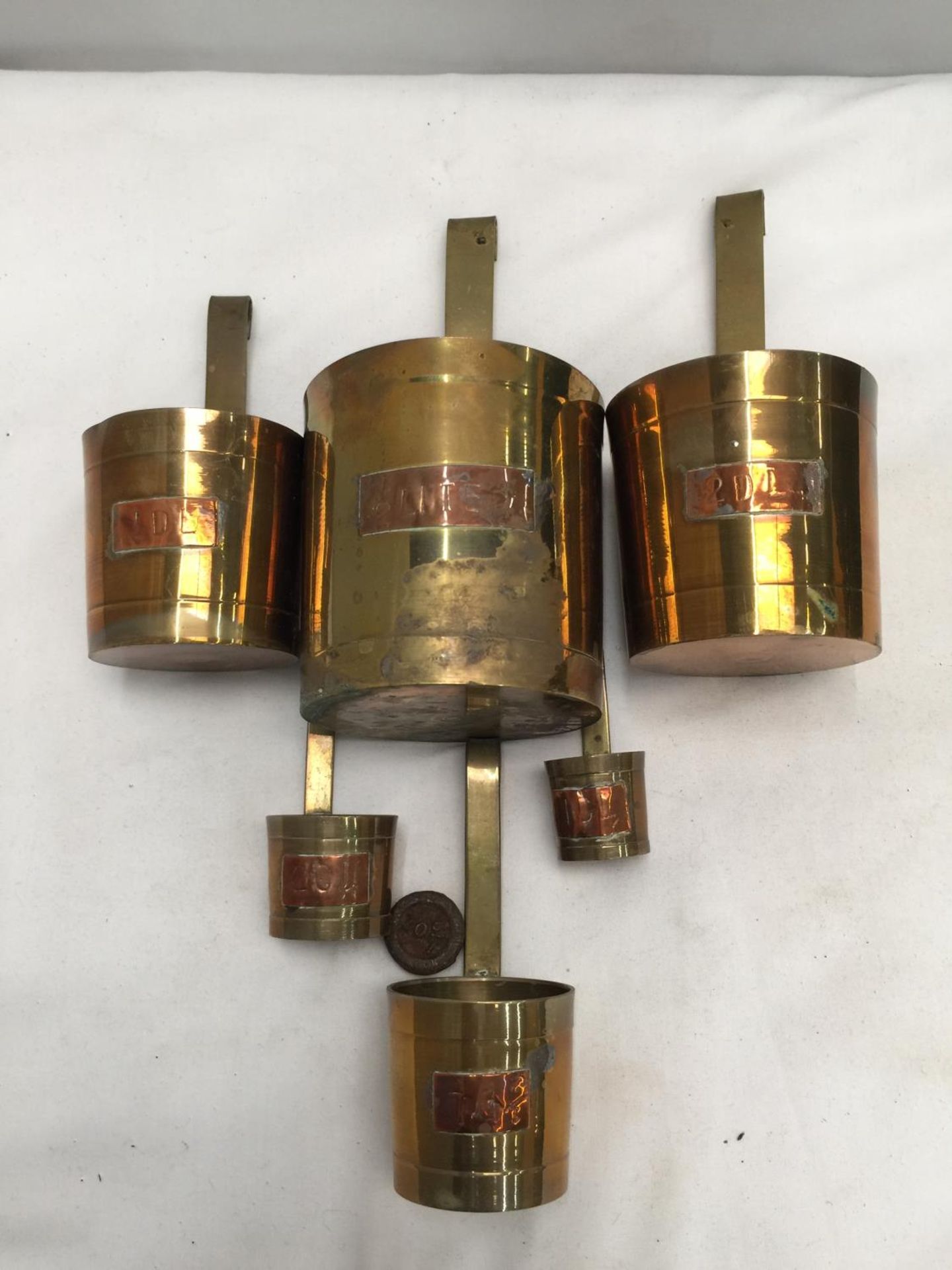 SIX GRADUATED COPPER AND BRASS SPIRIT MEASURES - Image 2 of 2