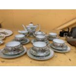 AN ORIENTAL STYLE TEASET MARKED 'CHINA' TO INCLUDE TRIOS, TEAPOT, SUGAR BOWL, CREAM JUG, ETC