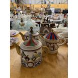 TWO CHRISTOPHER WREN 'CIRCUS' TEAPOTS PLUS TWO SADLER TEAPOTS