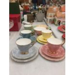 FIVE ROYAL ALBERT 'GOSSAMER' TRIOS, CREAM JUG, SUGAR BOWL AND SANDWICH PLATE - GOOD CONDITION