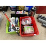 AN ASSORTMENT OF ITEMS TO INCLUDE CDS, JUMP LEADS AND DECORATORS ITEMS ETC
