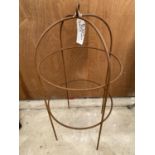 A LARGE WROUGHT IRON LOBSTER POT PLANT SUPPORT, 1M X 48CM