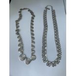 TWO DECORATIVE MARKED SILVER NECKLACES