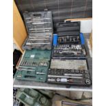 AN ASSORTMENT OF TOOLS TO INCLUDE SOCKET SETS AND SDS DRILL BITS ETC