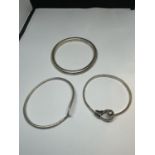 THREE MARKED SILVER BANGLES GROSS WEIGHT 113.3 GRAMS