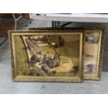 TWO LARGE GILT FRSMED PHOTOGRAPHIC IMAGES FROM THE AIR OF A COUNTRY HOUSE 86CM X 61CM