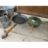 TWO LE CREUSET PANS TO INCLUDE A SAUCEPAN AND A FRYING PAN