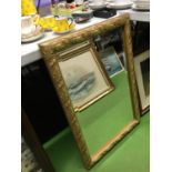 A GILT FRAMED VINTAGE STYLE MIRROR WITH BEVELLED EDGE 51CM X 73CM