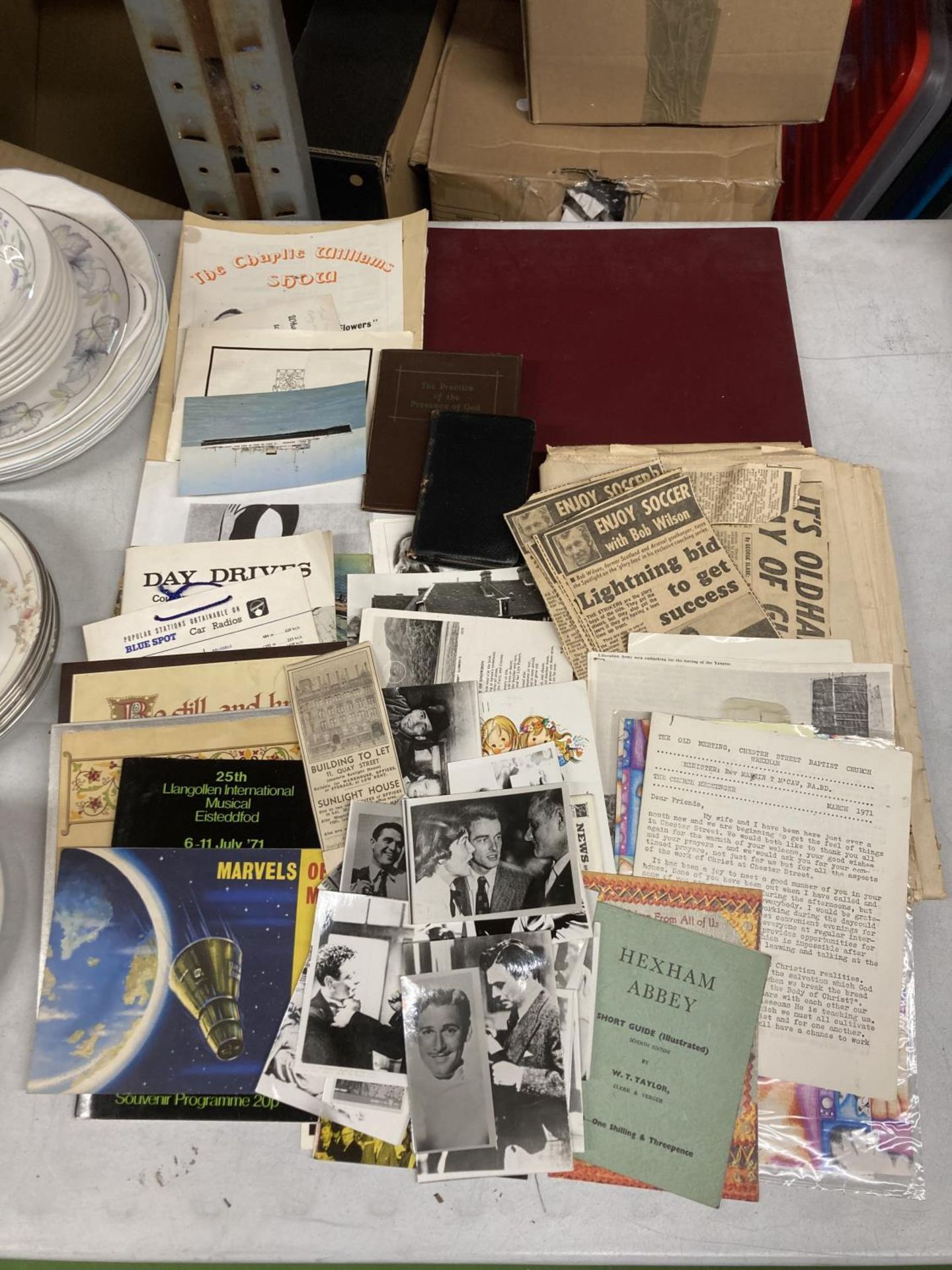 A COLLECTION OF VINTAGE PHOTOGRAPHS, NEWSPAPERS, PAMPHLETS, ETC