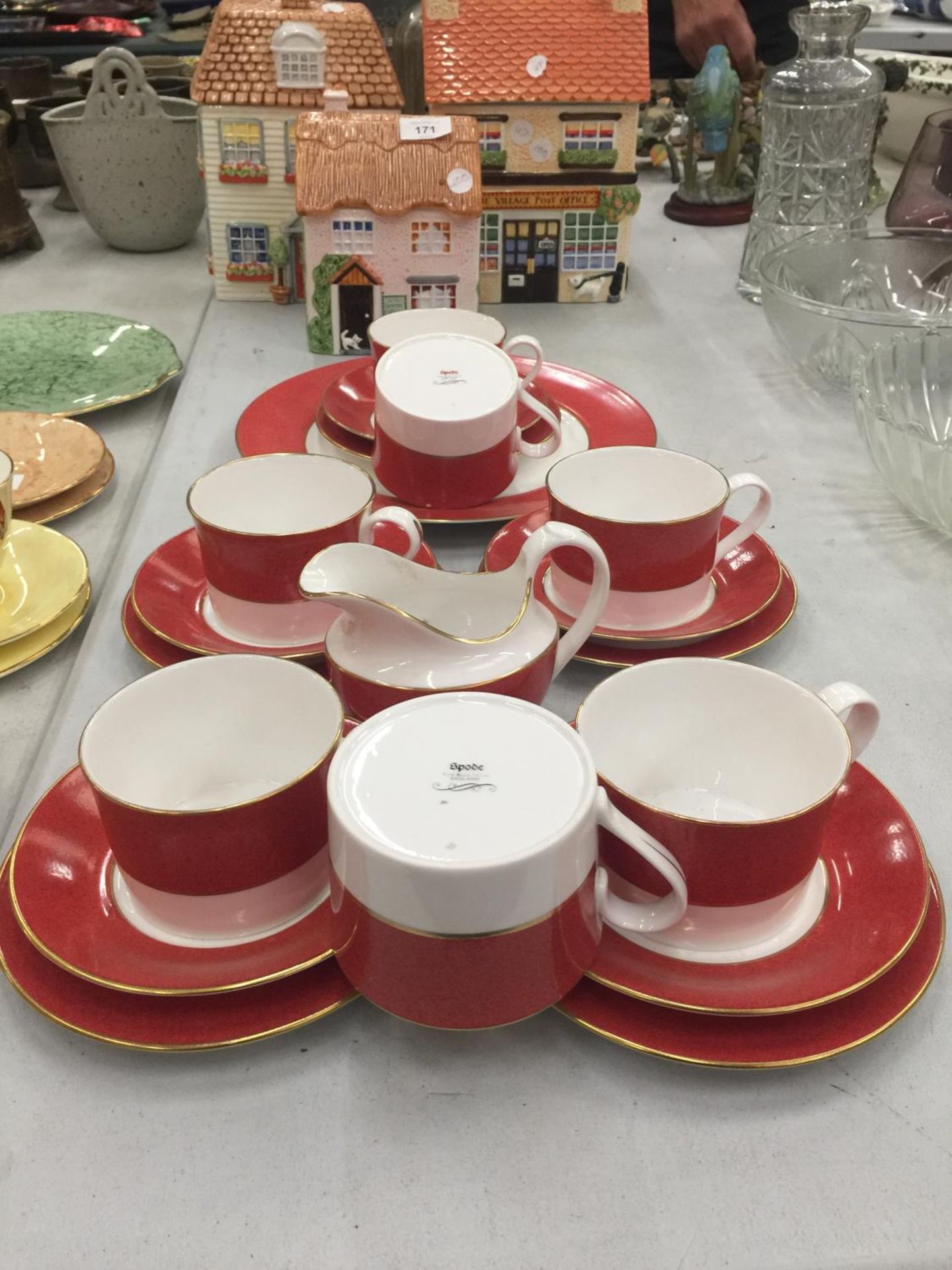 A QUANTITY OF SPODE ORANGE AND WHITE CUPS, SAUCERS, PLATES, ETC - Image 2 of 4