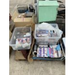AN ASSORTMENT OF HOUSEHOLD CLEARANCE ITEMS TO INCLUDE CERAMICS AND VHS ETC
