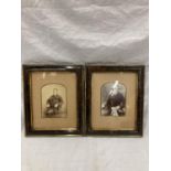 TWO FRAMED VINTAGE SEPIA PHOTOGRAPHS OF A MAN AND A WOMAN