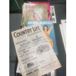 A COLLECTION OF ITEMS TO INCLUDE VINTAGE MAGAZINES - COUNTRY LIFE, ETC, THEATRE PROGRAMMES,