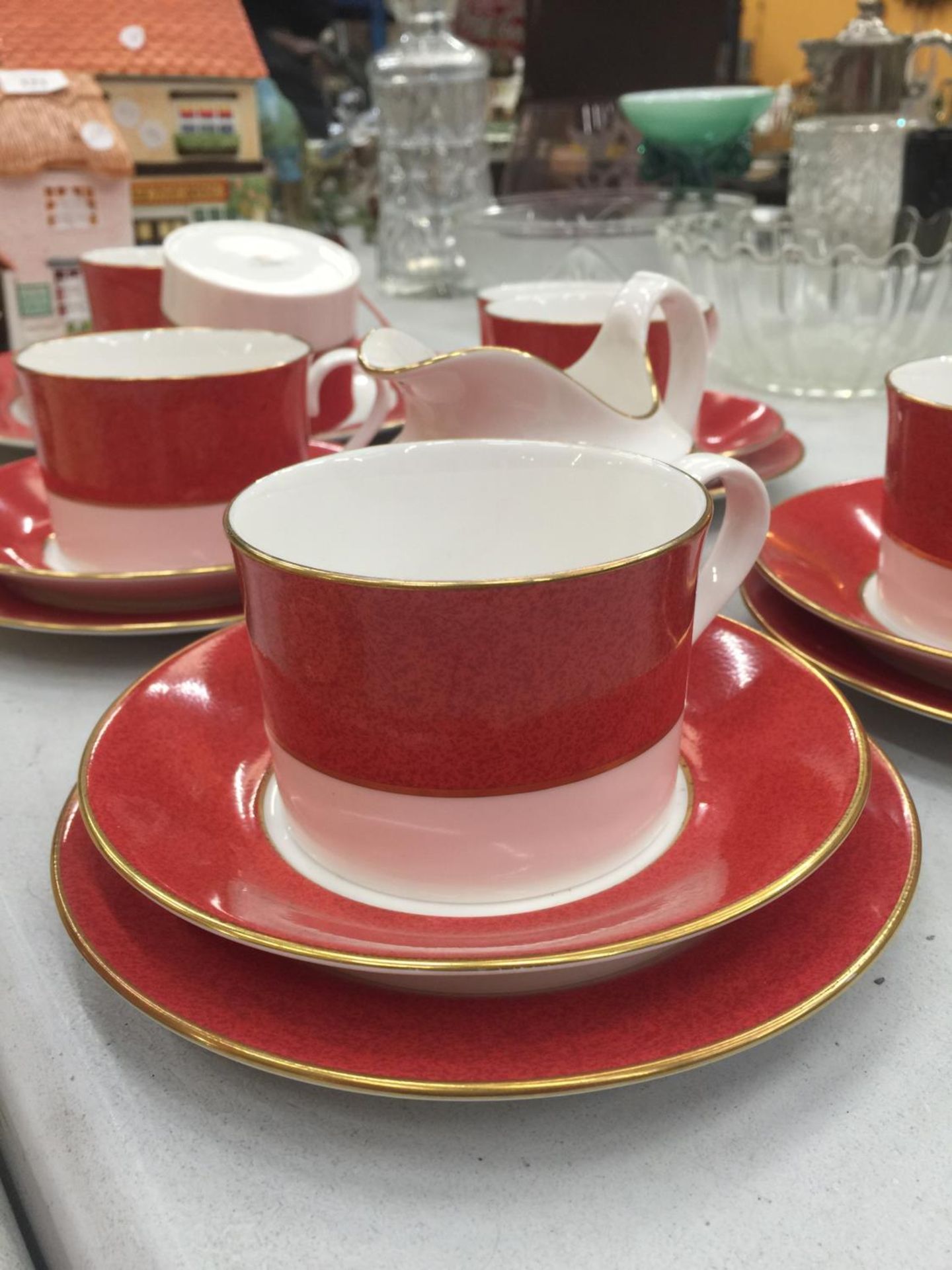 A QUANTITY OF SPODE ORANGE AND WHITE CUPS, SAUCERS, PLATES, ETC - Image 3 of 4