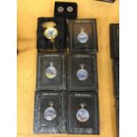 FIVE BOXED AS NEW EDDIE STOBBART POCKET WATCHES AND ONE OTHER