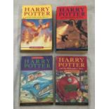 FOUR HARRY POTTER PAPERBACKS TO INCLUDE THE CHAMBER OF SCRETS, THE PHILOSOPHERS STONE, THE ORDER