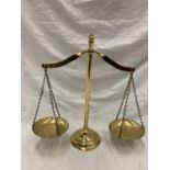 A PAIR OF BRASS BALANCE SCALES