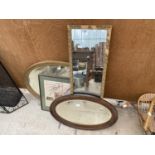 AN ASSORTMENT OF VINTAGE FRAMED MIRRORS AND PRINTS