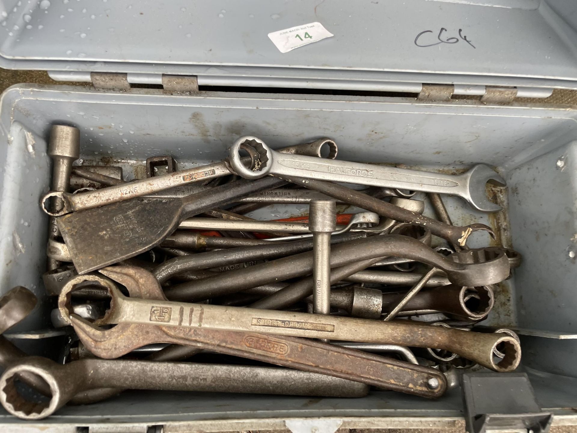 A BOX CONTAINING VARIOUS SPANNERS NO VAT - Image 2 of 2