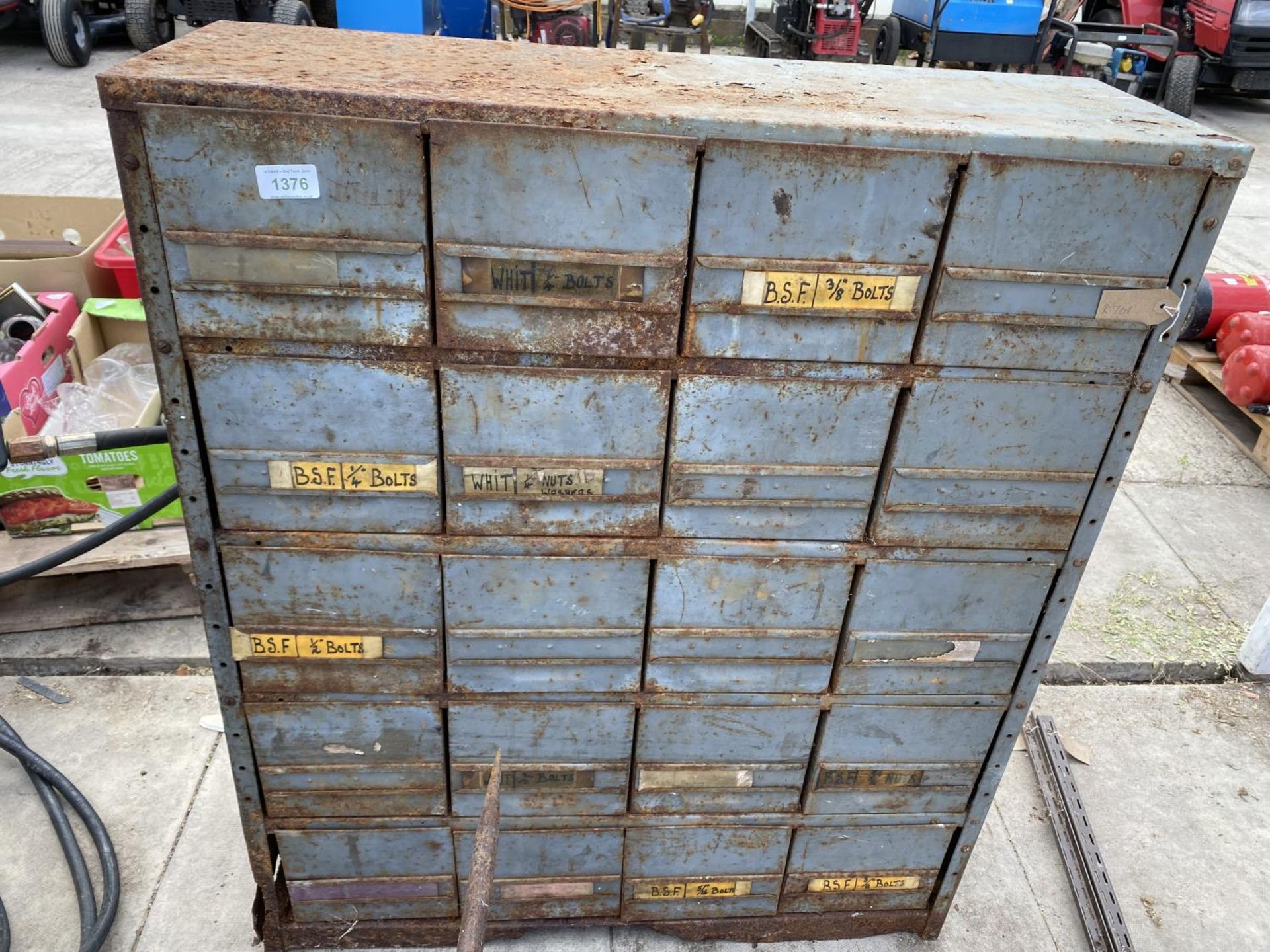 METAL CABINET WITH PIGEON DRAWS NO VAT