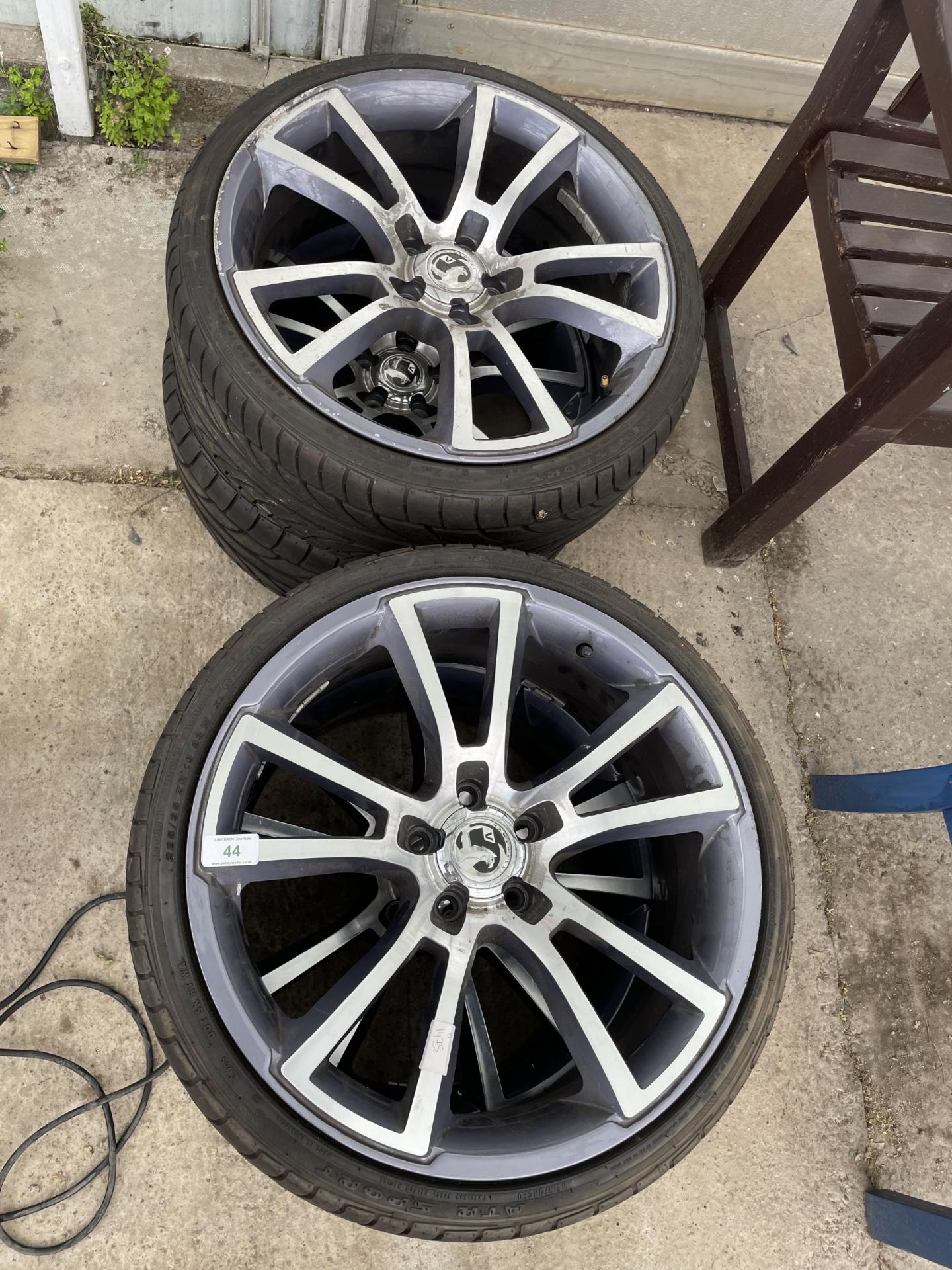 4 VAUXHALL 19" ALLOY 5 STUD WHEELS & ACHILLIES 225-35-ZR19 TYRES ONE ALLOY SCRAPPED + VAT - Image 2 of 5