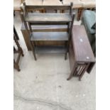 A SMALL SUTHERLAND TABLE AND THREE TIER BOOKCASE