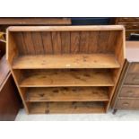 A VICTORIAN PINE OPEN FOUR TIER BOOKCASE 45" WIDE