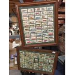 TWO FRAMED SETS OF CIGARETTE CARDS - DOGS AND VINTAGE CARS 58CM X 44CM
