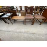 A MODERN NEST OF THREE TABLES, OAK COFFEE TABLE AND PAIR OF MID 20TH CENTURY DINING CHAIRS