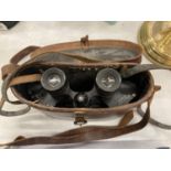 A PAIR OF DOLLOND LONDON BINOCULARS IN BROWN LEATHER CASE - MADE IN ENGLAND - LUMA 8 X 30