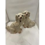 A PAIR OF STAFFORDSHIRE MANTLE DOGS HEIGHT 33CM