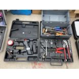 VARIOUS TOOLS TO INCLUDE A MODULAR TOOL, SOCKET SET, SCREW DRIVERS ETC