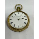 A HALLMARKED CHESTER 18 CARAT GOLD LADIES POCKET WATCH MARKED W LOCKWOOD, 3 VICTORIA LANE,