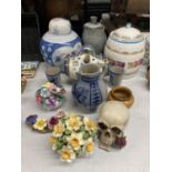A LARGE COLLECTION OF CERAMICS TO INCLUDE A SKULL AND ROSE, AYNSLEY, MEAKIN, CROWN STAFFORDSHIRE ETC