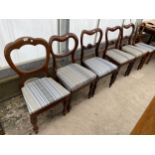 A VICTORIAN HARLEQUIN SET OF SIX MAHOGANY DINING CHAIRS