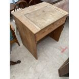 A 19TH CENTURY MAINLY PITCH PINE CLERKS DESK, 31" WIDE