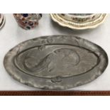 A PEWTER ARTS AND CRAFTS OVAL TRAY