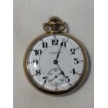 A WALTHAM GOLD PLATED POCKET WATCH SEEN WORKING BUT NO WARRANTY