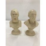 A PAIR OF PARIAN WARE STYLE BUSTS OF SOCRATES AND HIPPOCRATES HEIGHT 15CM