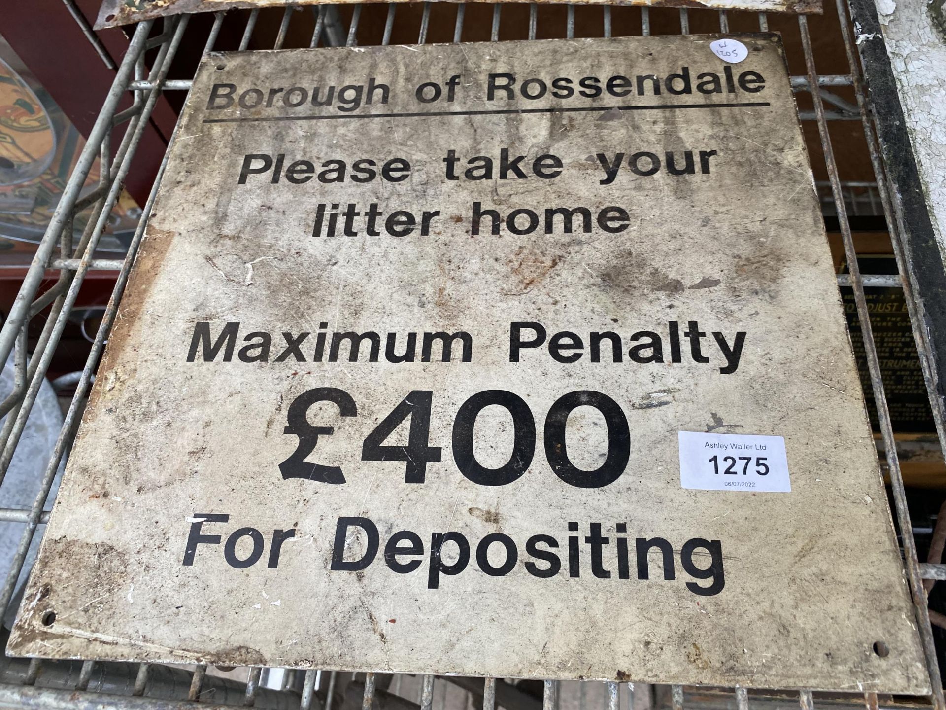 A BELIEVED ORIGINAL 'BOROUGH OF ROSSENDALE' SIGN