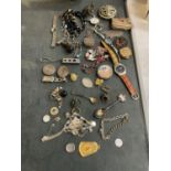 A QUANTITY OF COLLECTABLE ITEMS TO INCLUDE COSTUME JEWELLERY, WATCH, PILL BOXES, ETC