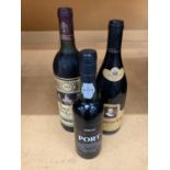 THREE BOTTLES TO INCLUDE A HALF BOTTLE OF VINTAGE PORT, A BOTTLE OF FAUSTINO VII RIOJA AND A 1995