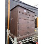 A VINTAGE WOODEN FIVE DRAWER ENGINEERS CHEST