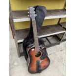 AN ASHTON ACOUSTIC GUITAR WITH CARRY BAG