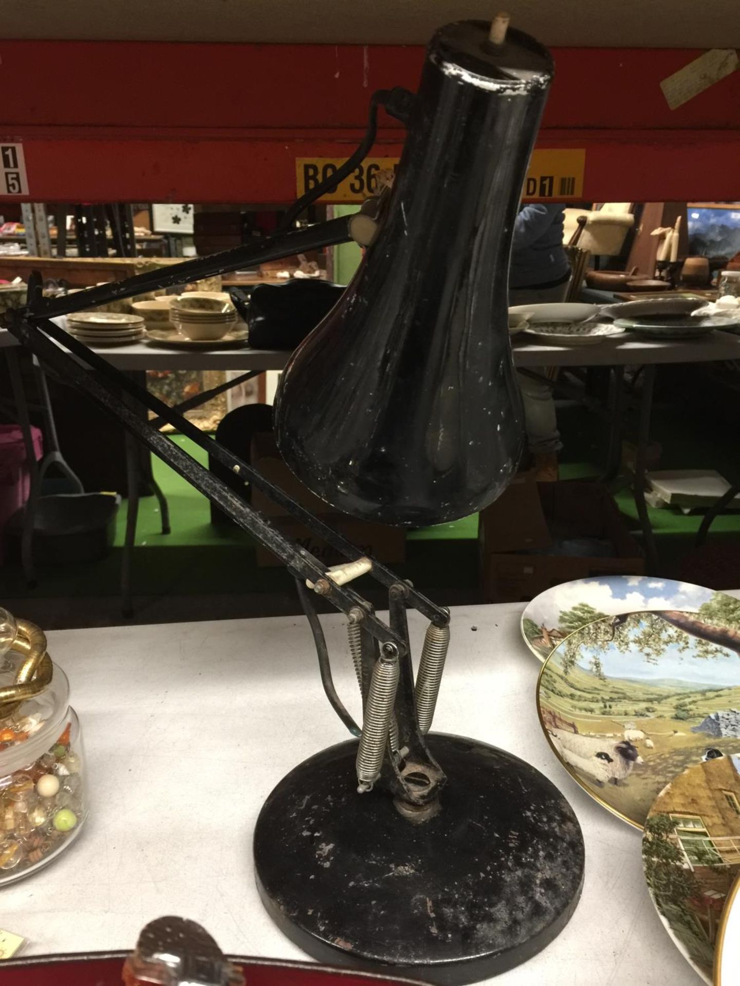 A VINTAGE BLACK ANGLEPOISE LAMP